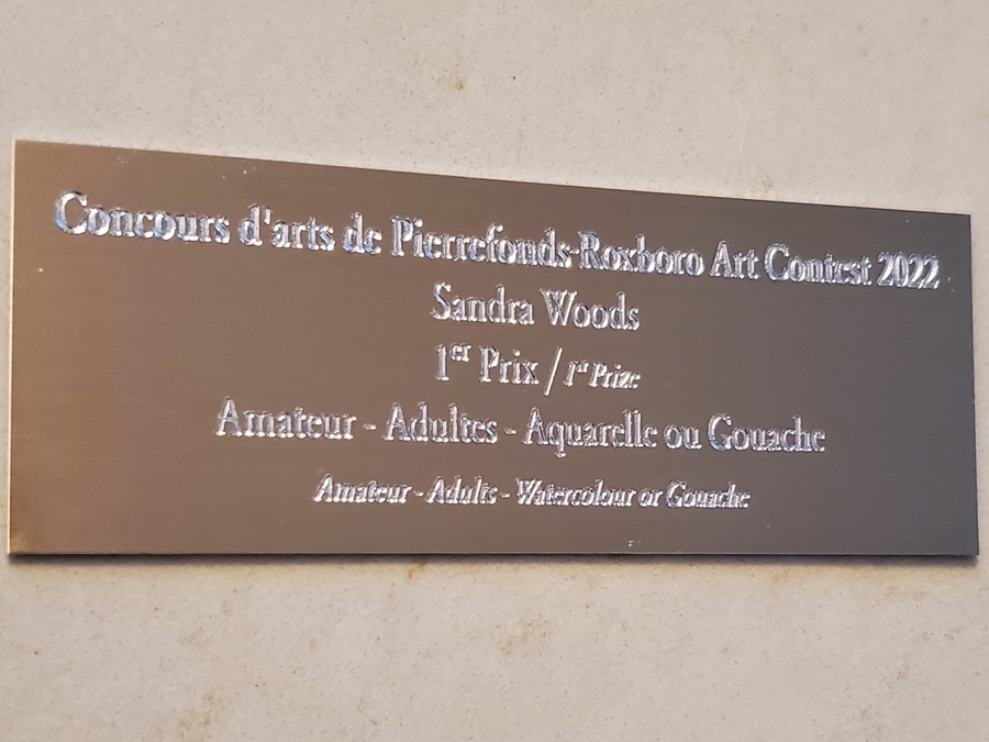 First Prize plaque, Pierrefonds Art Contest 2022
